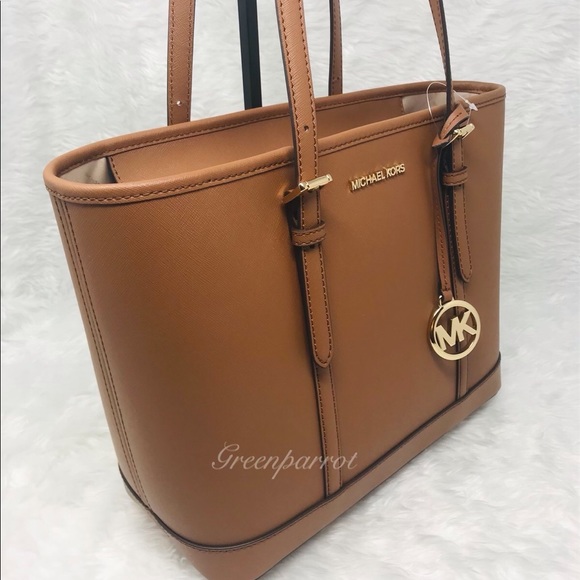 Michael kors jet set travel tote brown leather bag - Picture 3 of 8